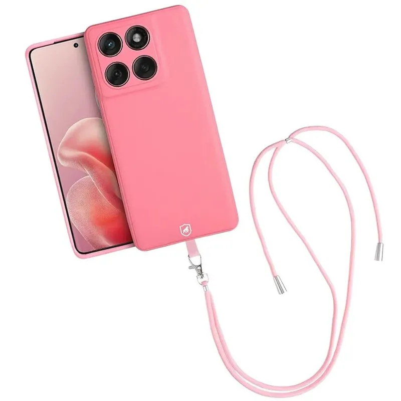 Kit Capa Silicon Veloz Para Samsung Galaxy A16 5g + Cordão Phone Strap Flex - Rosa - Gshield