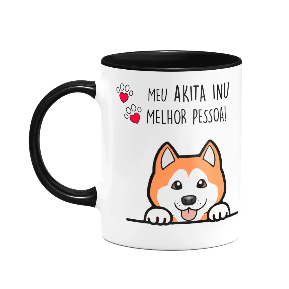 Caneca Dog Akita Inu Melhor Pessoa Black