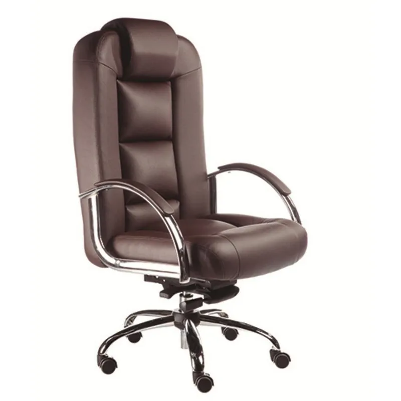 Poltrona Design Office Móveis Presidente Luxuosa, Com Braços, Fixos Linha Firenze, Marrom
