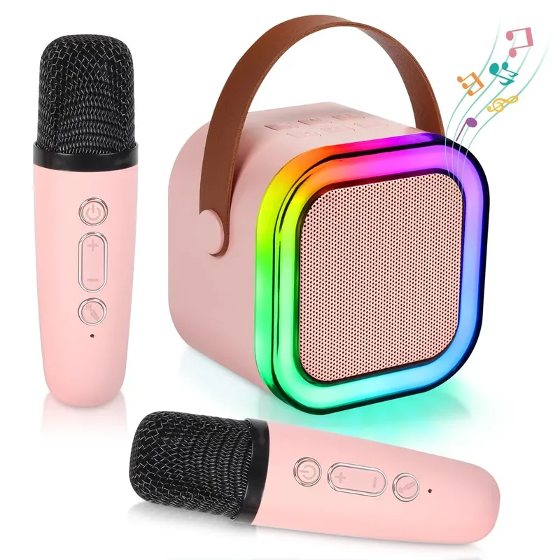 Karaoke Machine For Kids Adults, Karaoke Machine With 2 Wireless Microphone, Portable Bluetooth Karaoke Speaker With Col