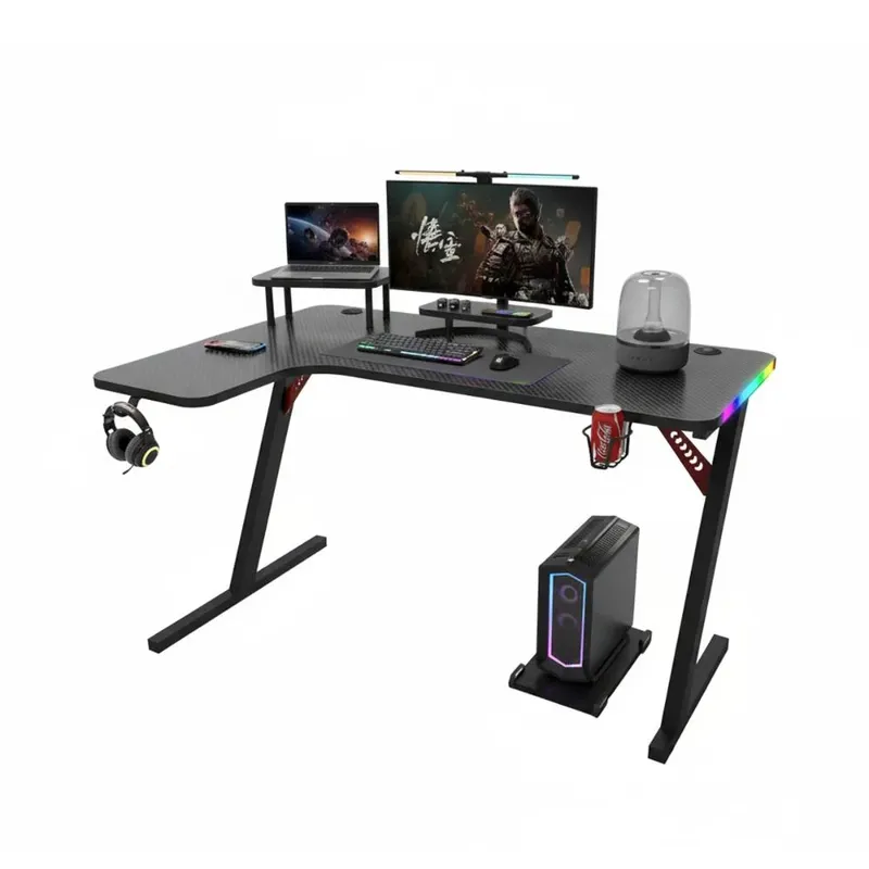 Mesa Gamer Em L Resistente Com Suporte Fone Porta-copo E Passa Cabos