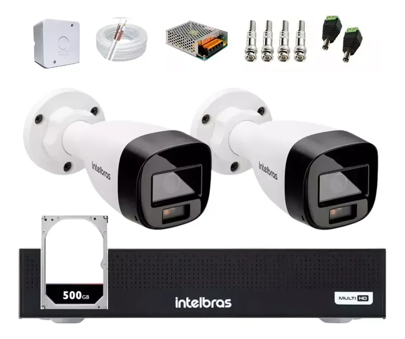 Kit Intelbras 2 Câmeras Full Color C/ Audio Dvr 4ch 1104c C/hd