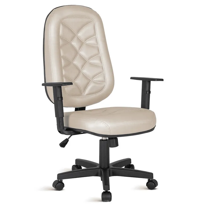 Cadeira Design Office Móveis Presidente Para Escritório C/costura Linha Bari Bege