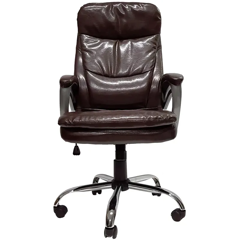 Cadeira Office Mymax Presidente Deluxe, até 120kg, Couro PU, Giratória, Tabaco
