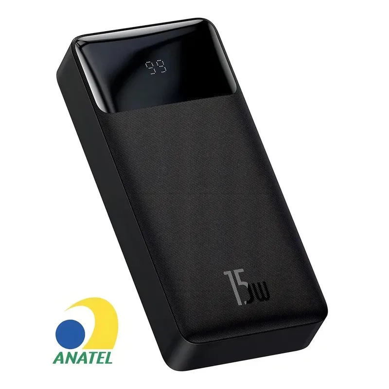 Power Bank Elegante Preto 22.5w Display Digital Turbo Compacto