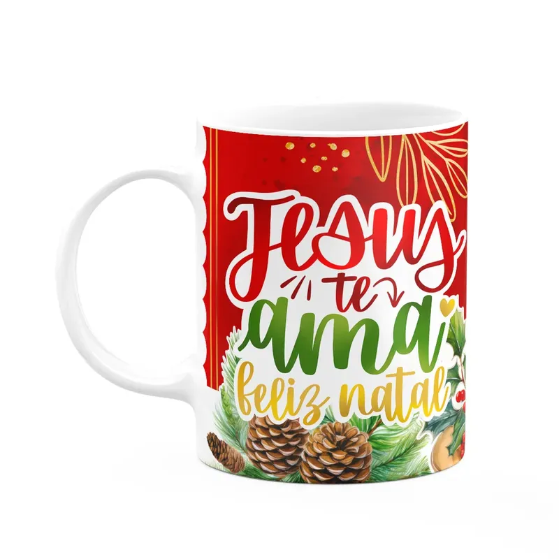 Caneca Natal De Jesus - Jesus Te Ama! Feliz Natal - 325ml