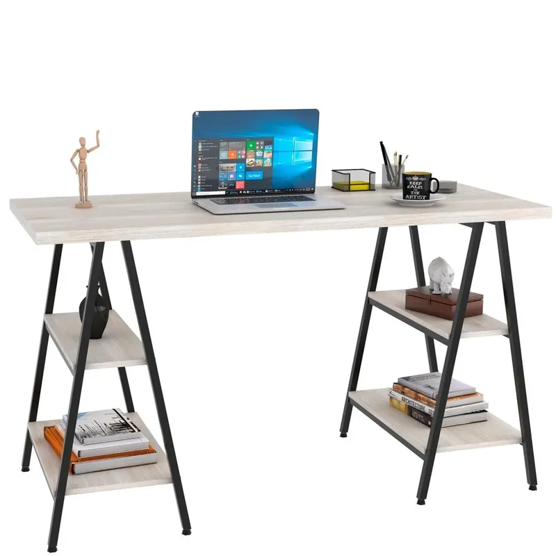 Mesa Para Escritório Estilo Industrial Cavalete Form C01 150cm Carvalho - Lyam Decor