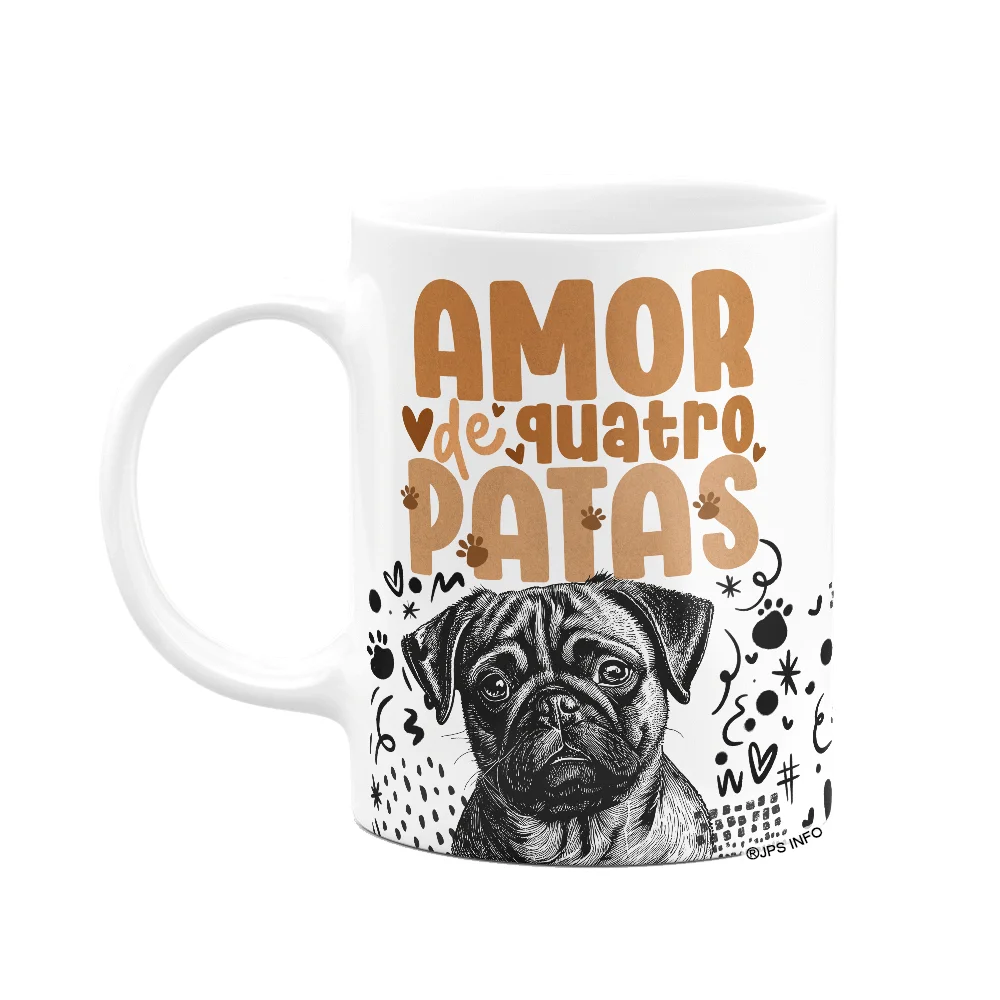 Caneca Amor De Quatro Patas - Cachorro Pug