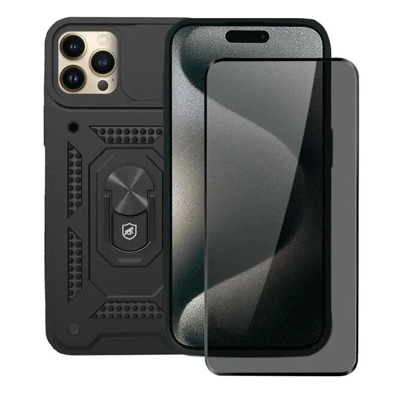 Kit Capa Dinamic Cam Protection E Pelicula Ultra Glass Preta Para Iphone 15 Pro - Gshield