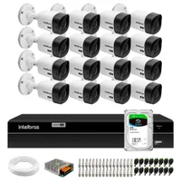 16 Câmeras Bullet Vhc 1120 B Hd 720p Ip66 Visão Noturna 20m Intelbras Dvr Mhdx 1216 Hd 2TB Skyhawk