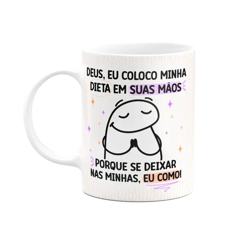 Caneca Flork - Deus Eu Coloco Minha Dieta Em Suas Mãos