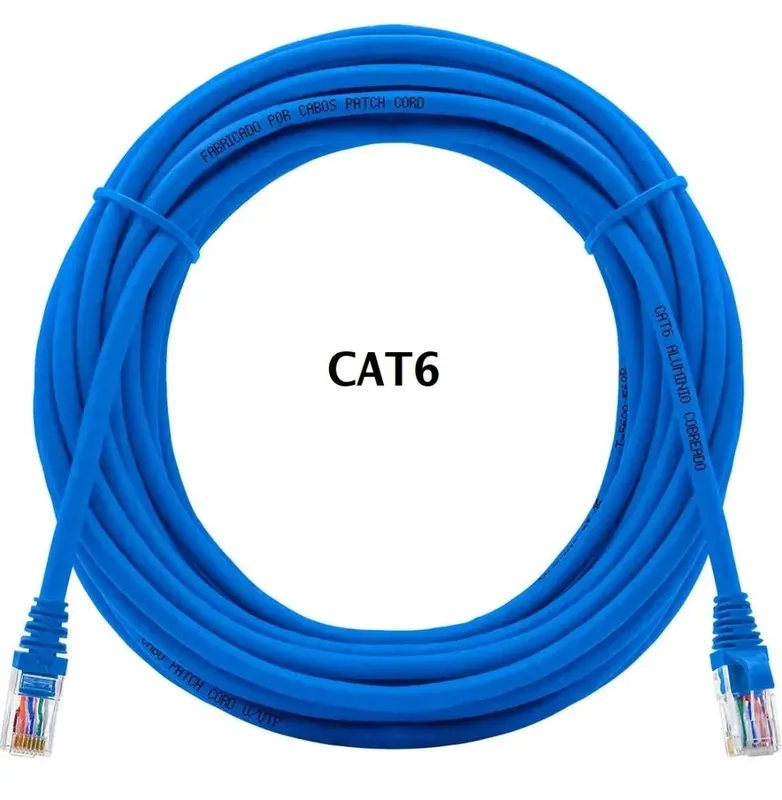 Cabo Rede Cat6 10m Com Rj45 Crimpado Azul Lan Utp 10 Metros