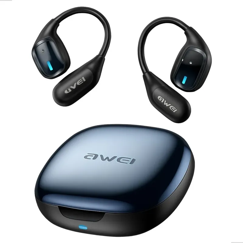 Fone de Ouvido Bluetooth TZ12 Esportivo Bateria até 8h Bluetooth 6.0 Preto/Bege