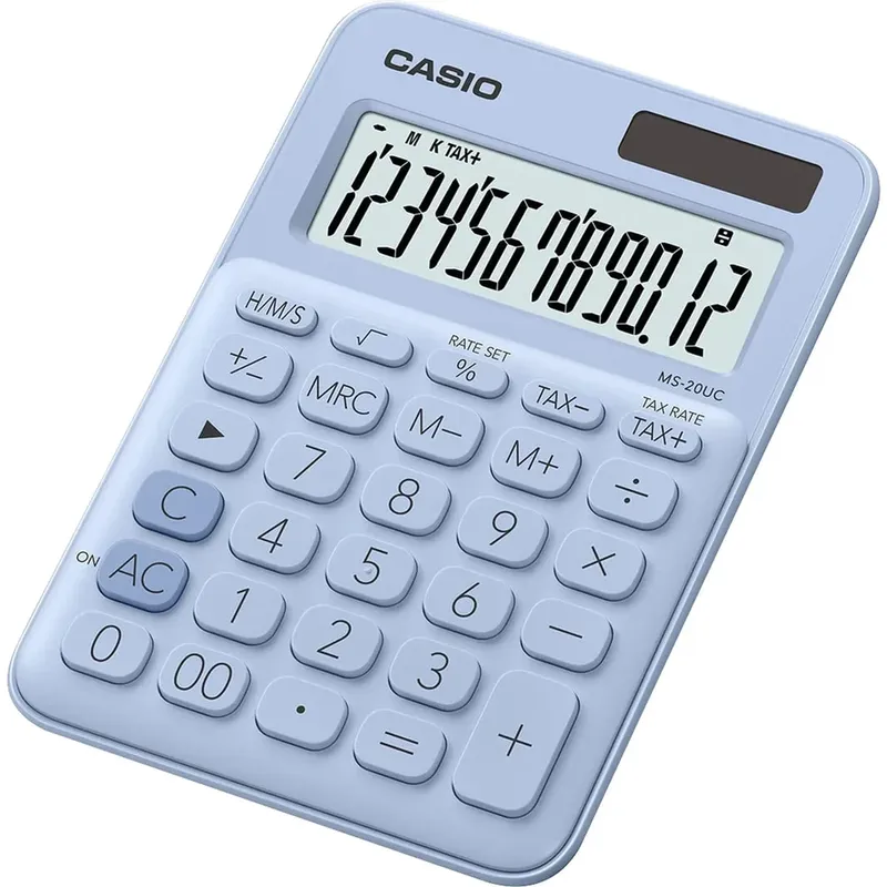 Calculadora De Mesa 10 Dígitos, Mini Ms7-uc, Casio - Azul Claro