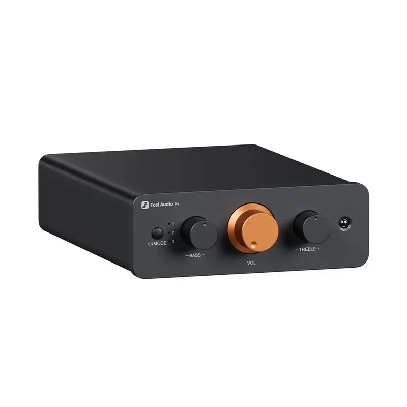 Pre-amplificador Fosi P4 Hi-fi Com 3 Entradas Rca Controle Remoto Potenciometro Motorizado E Ganho Ajustavel