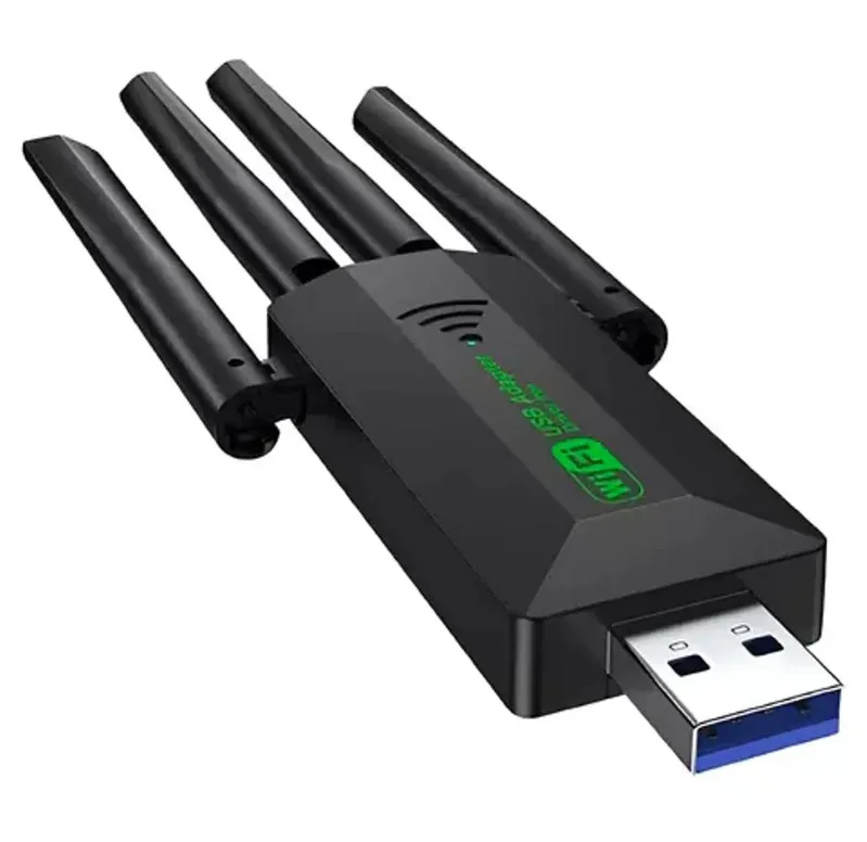 Adaptador 4 Antenas Sem Fio Wifi Dual Band 2.4 E 5ghz 1200 Mbps