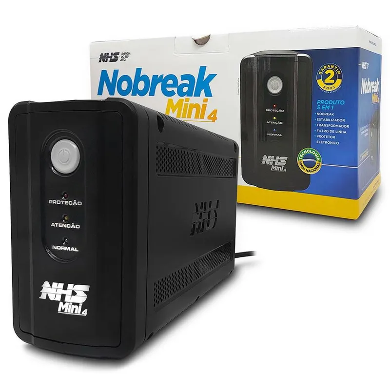 Nobreak 400va Nhs Mini 4, Monovolt 120v, 3 Tomadas, Bateria 1x 7ah/12v - 90.a0.004000