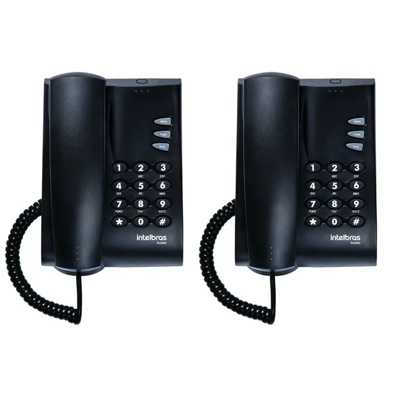 Kit 08 Telefones Com Fio Mesa Ou Parede Pleno Preto Intelbras