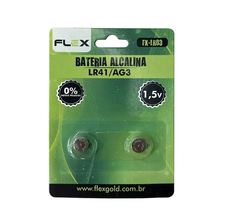Bateria Botão Lr41 Ag3 1.5v Cartela Com 02 Unidades Fx-lr03