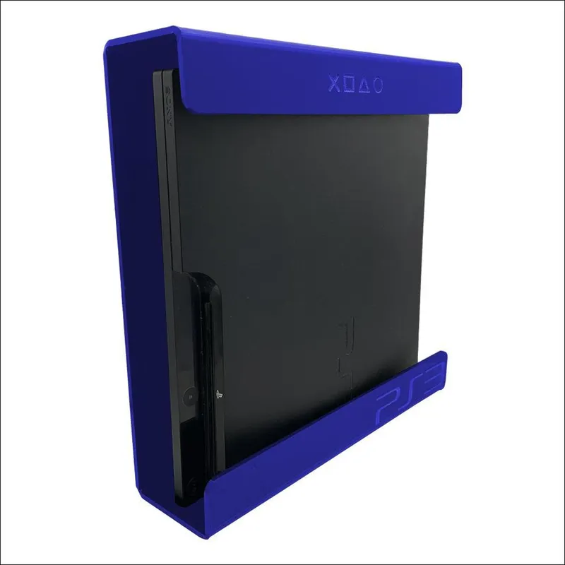 Suporte Parede Console Playstation 3 Fat - Ps3 Fat - Material Acrílico Azul