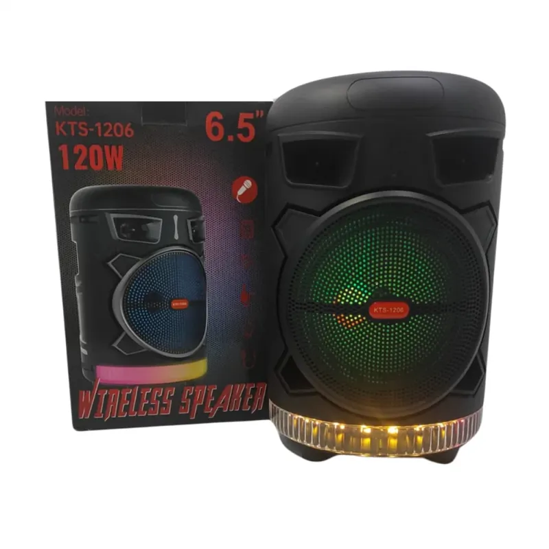 Caixinha De Som Bluetooth LED RGB Usb Cartão Tf Alta Qualidade 120w Entrada P10 Altomex Kts-1206