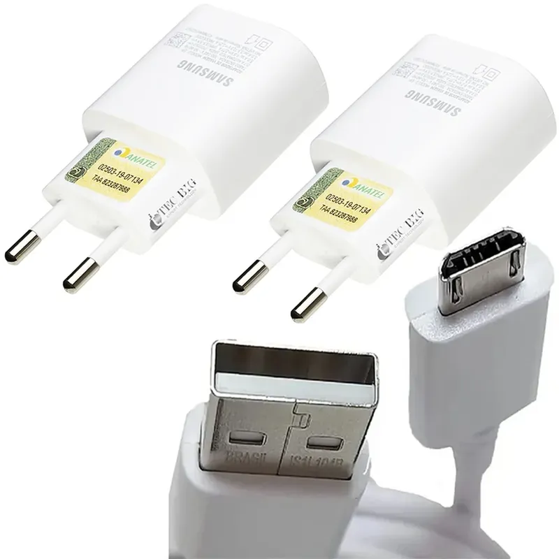 Kit 6 Carregadores Celular Samsung Micro Usb Branco