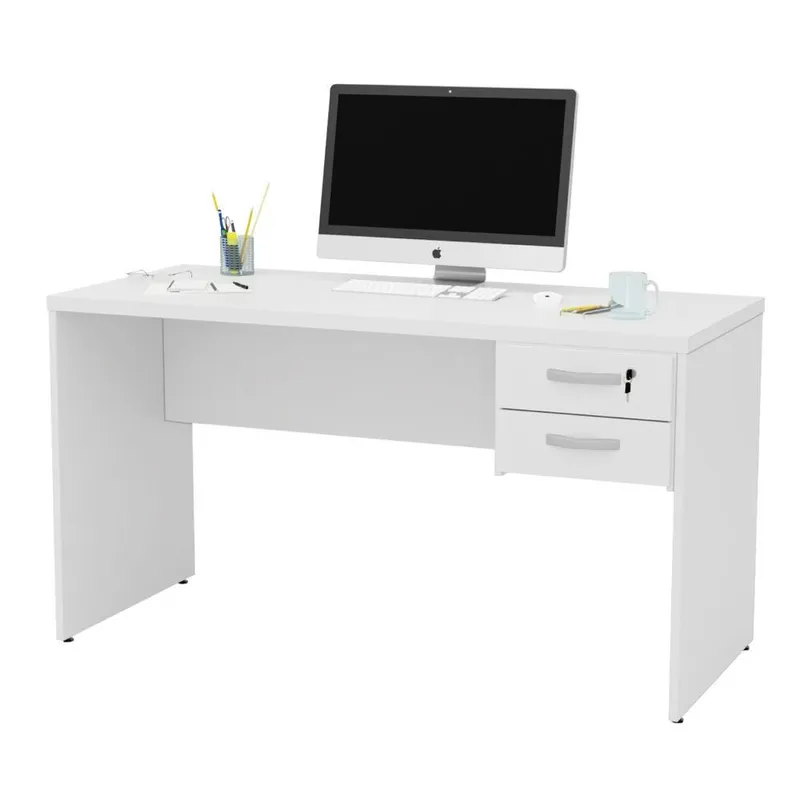 Mesa De Escritório Escrivaninha 1.40x60 C/gaveteiro Netmobil - Branco
