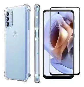 Kit Capa Transparente + Película De Cerâmica Para Motorola Moto G55