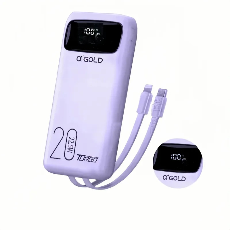 Power Bank Carregador Portátil 20.000mah Turbo 22.5w Agold Bte-38 Roxo