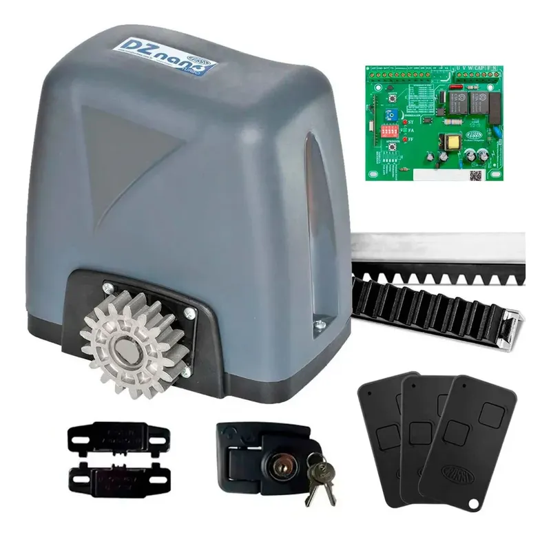 Kit Motor Automatizador De Portão Eletrônico Dz Nano 127v 1/4 Rossi Para Portões Até 600kg 2,5 Metros