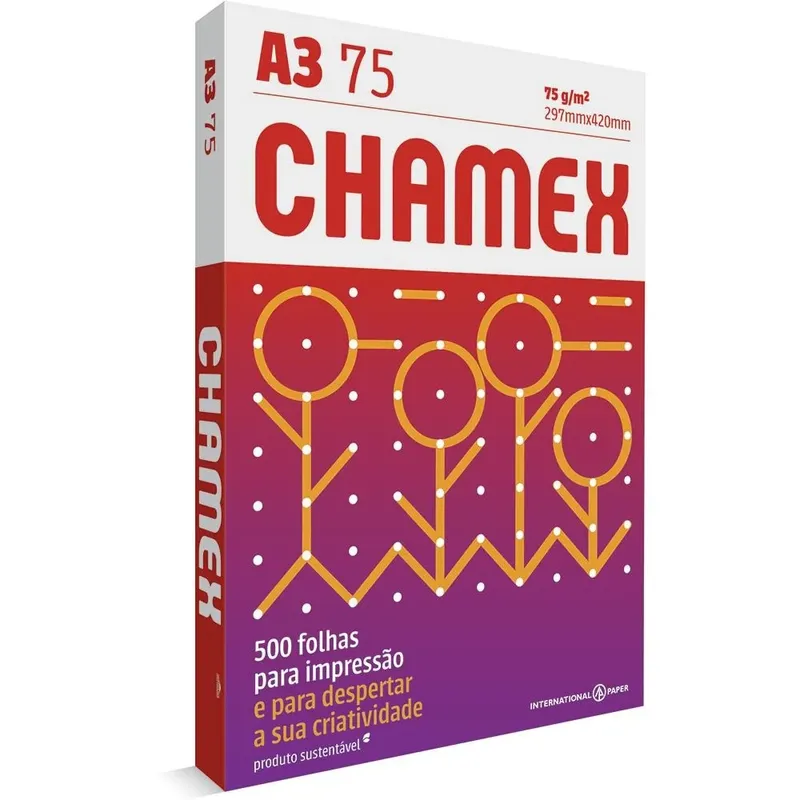 Papel Sulfite Multi A3 Branco 297x420mm 75g Pt 500fl Chamex