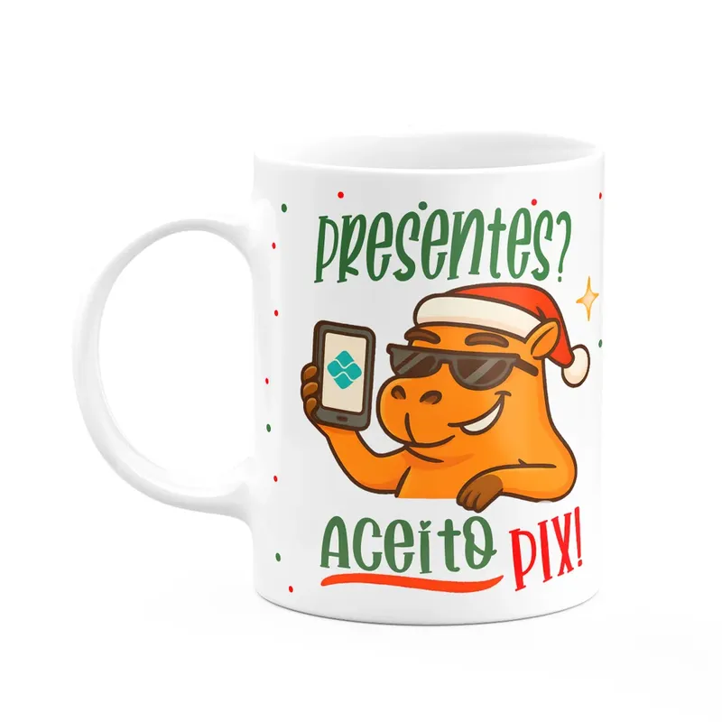 Caneca Natal E Capivaras - Presentes? Aceito Pix!