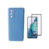 Capa Capinha Aveludada, Azul + Película 3D, Para Galaxy S20 Fe