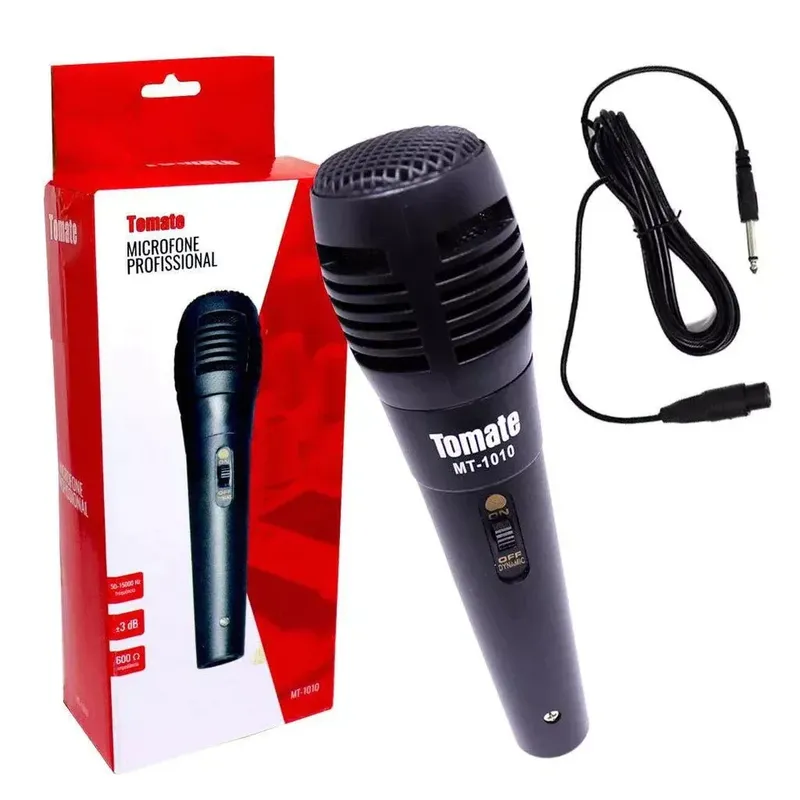 Microfone Para Karaoke Na Tv Dinâmico Cardióide Com Fio Cor Preto.