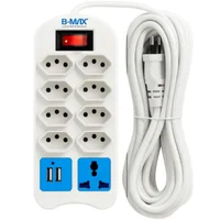 Extensão Elétrica Filtro De Linha 8 Tomadas 2 Usb 1 Tomada Padrao Europeu Cabo Reforçado 5M Multifuncional Portatil