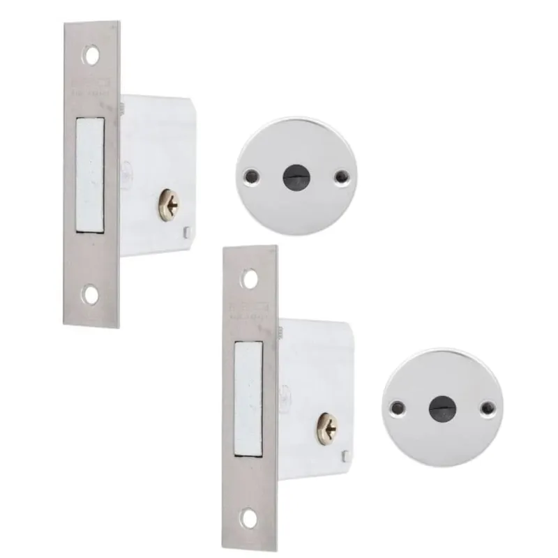 Fechadura F2000 Trava De Segurança Par Tetra Chave Roseta Redonda Cromada 40mm Aliança