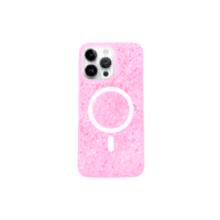 Capa Capinha Case Brilho Luxo Glitter Premium Magsafe Magnética Cor Rosa Pink Para Iphone 13 Pro