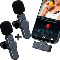 Microfone Lapela Duplo Sem Fio 2.4ghz Compatível Android Galaxy Usb-c Type C.
