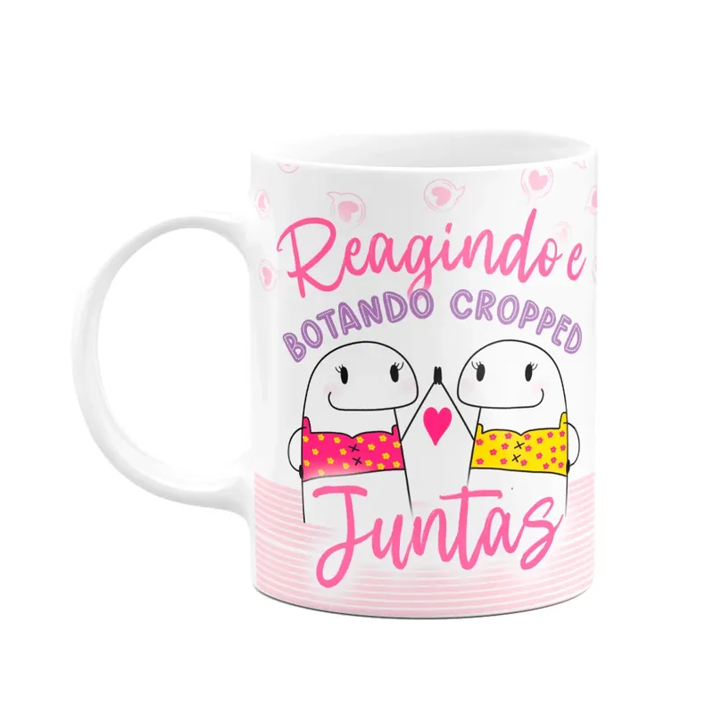Caneca Flork Amigas - Reagindo E Botando Cropped Juntas