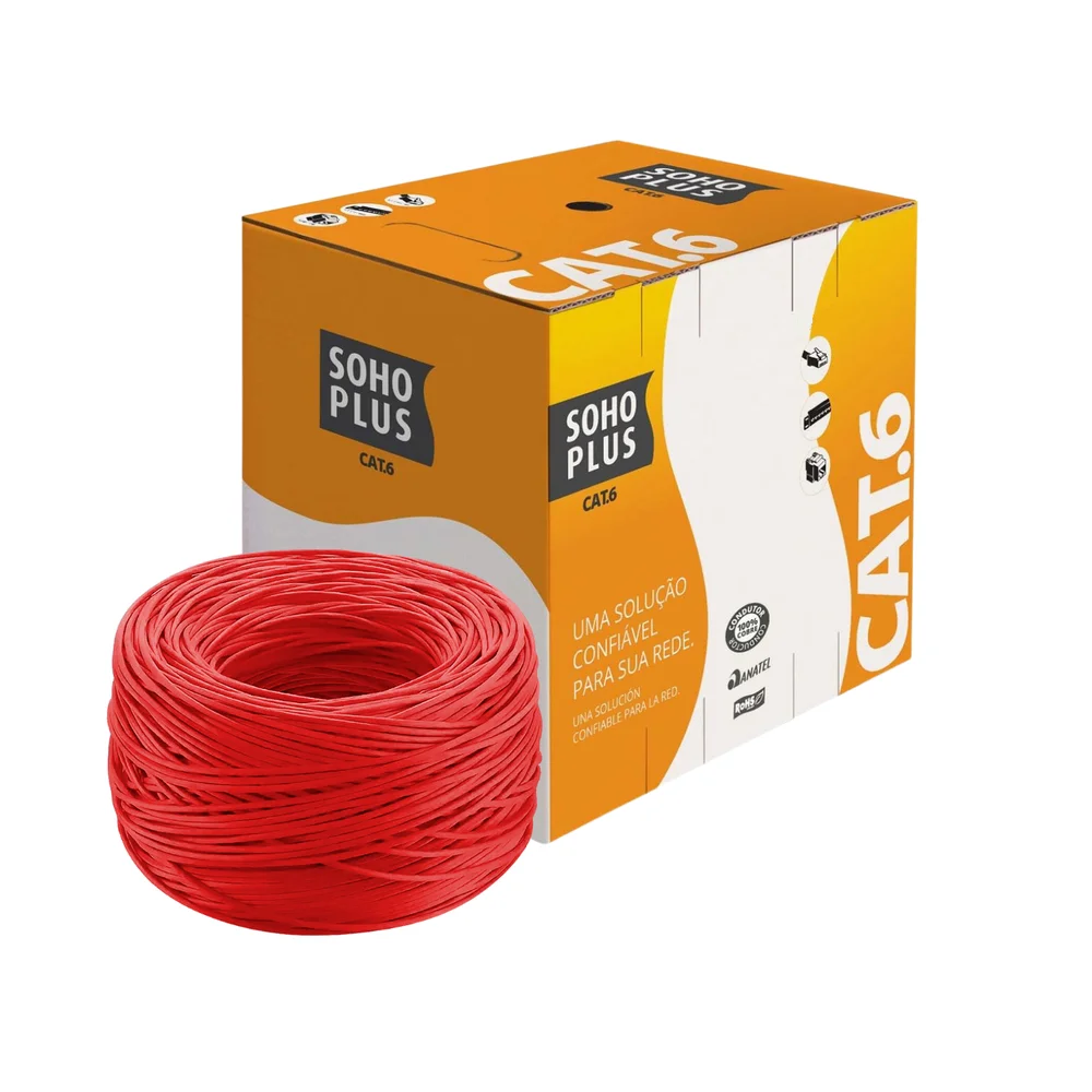 50 M Cat6 Furukawa Soho Plus + 30 Conectores - Vermelho