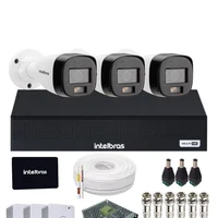 Kit 3 Câmeras Intelbras 3220b Full Color Com Áudio Dvr Mhdx 4 Canais Intelbars Com SSD 512gb.