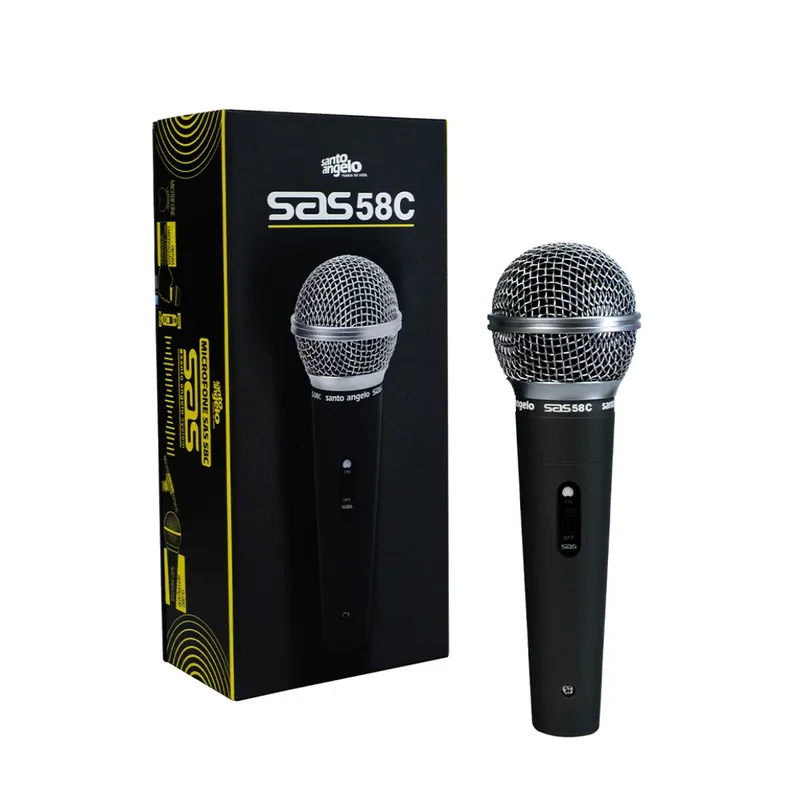 Microfone Santo Angelo Sas 58c Com Chave Cor:preto