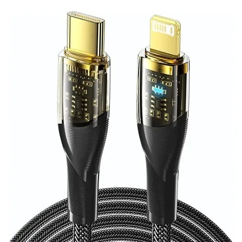 Cabo Essager Tipo-c Para Lightning Turbo 27w 50cm Preto Com Carregamento Rápido E Chip Inteligente
