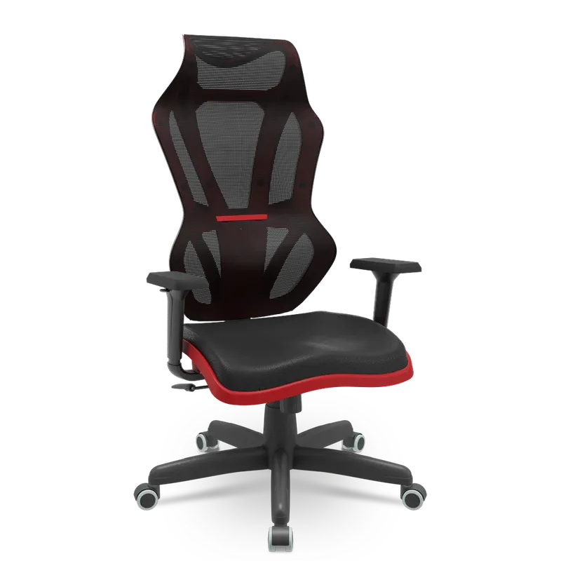 Cadeira Escritório Presidente Gamer Vizon Dz Plaxmetal Relaxsystem Preta/vermelha