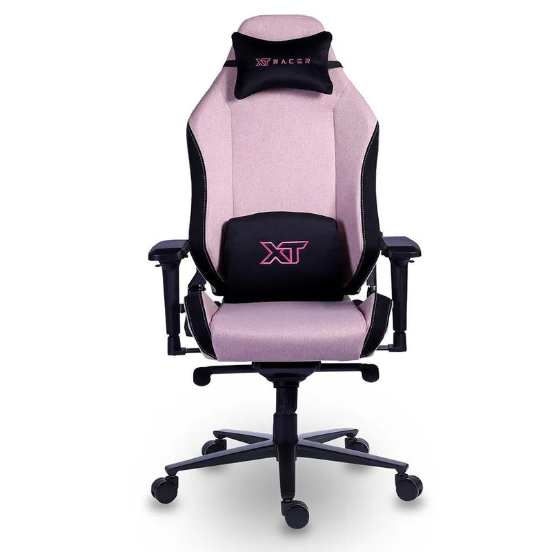Cadeira Gamer, XT Racer Draco, Reclinável Ergonômica, Tecido Polyester, Preto e Rosa.