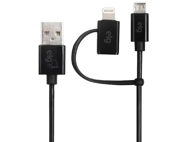 Cabo Carregador 2 Em 1 Lightning E Micro Usb V8 Universal