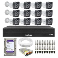 Kit 12 Câmeras Segurança Intelbras TF 1220B, FULL HD + DVR Intelbras 16 Canais + HD 500GB
