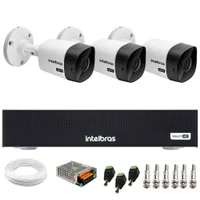 Kit 3 Câmeras Intelbras Vhc 1120 B Hd 720p Visão Noturna 20m + Dvr Gravador Intelbras Mhdx 1004-c