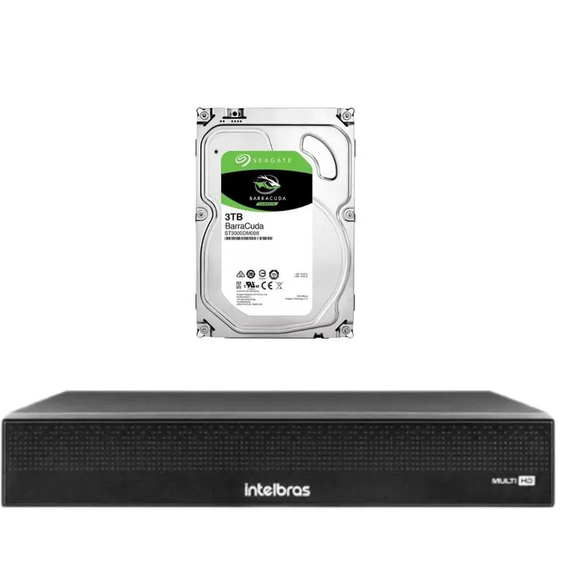 Kit Gravador Dvr Mhdx 3116, 16 ch, Multi HD Intelbras + HD 3TB