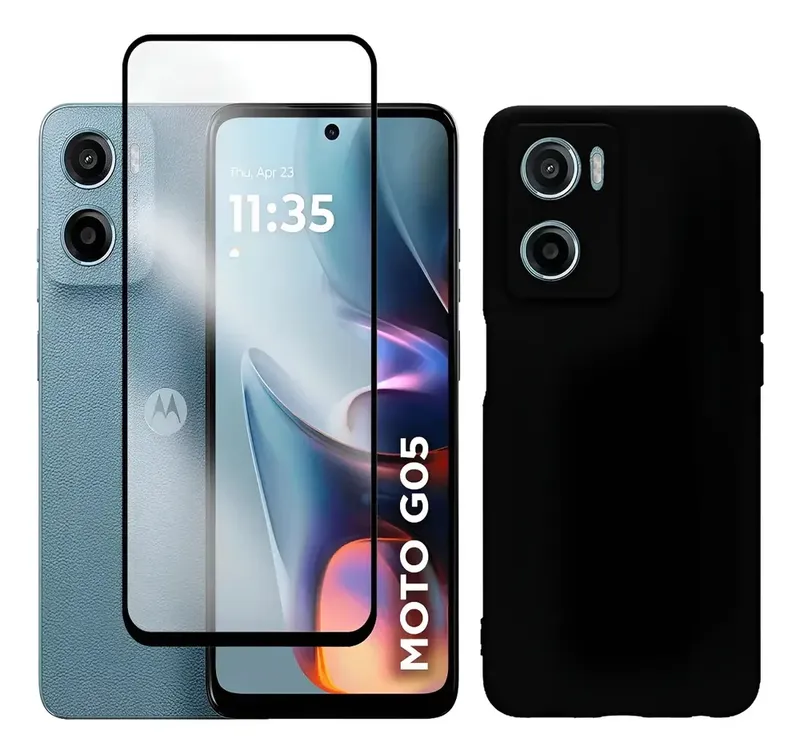 Capa Capinha Aveludada + Película 3d Vidro Para Motorola Moto G05